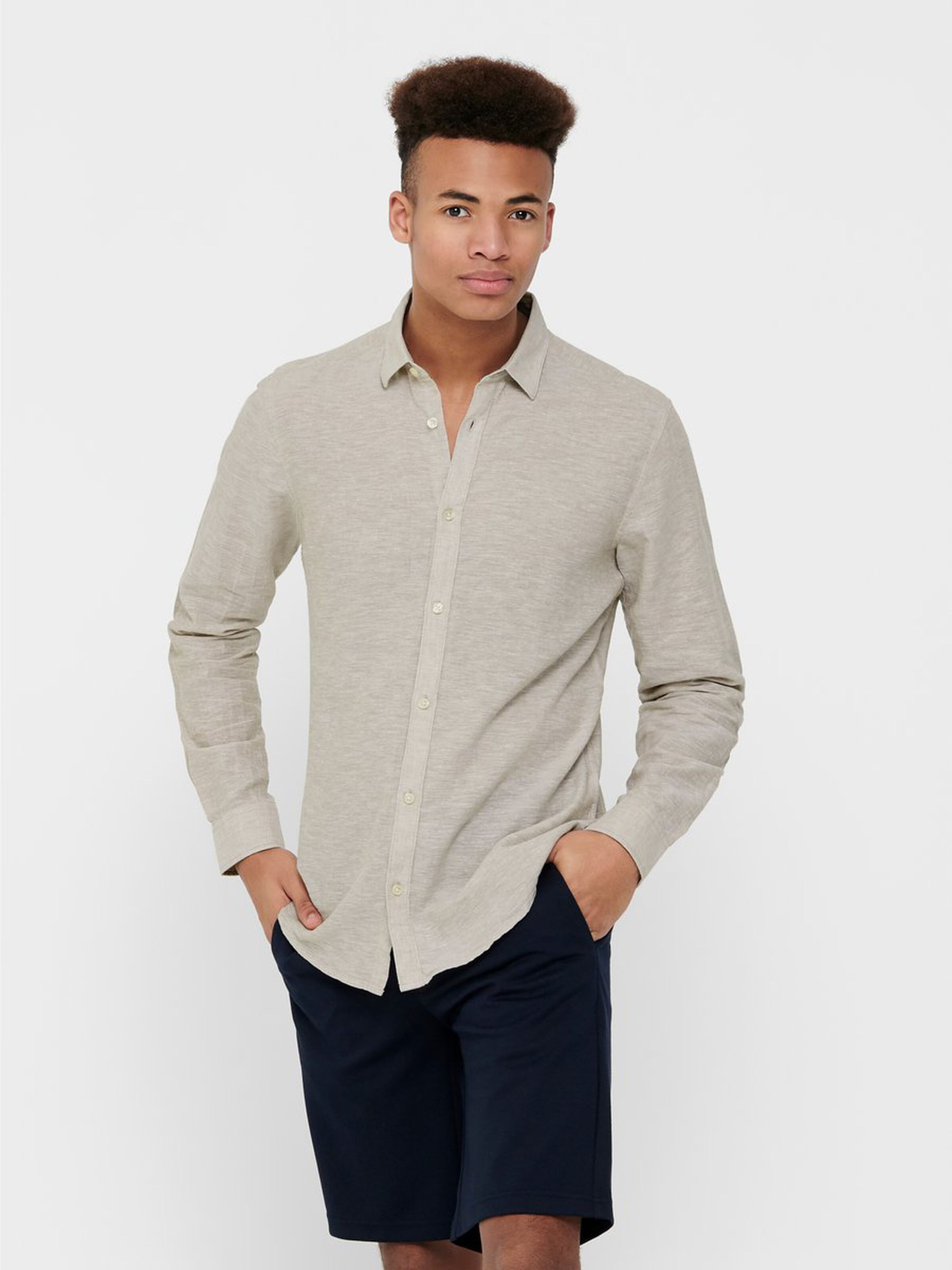 Only & Sons Leinenhemd ONSCAIDEN LIFE LS SOLID LINEN SHIRT 