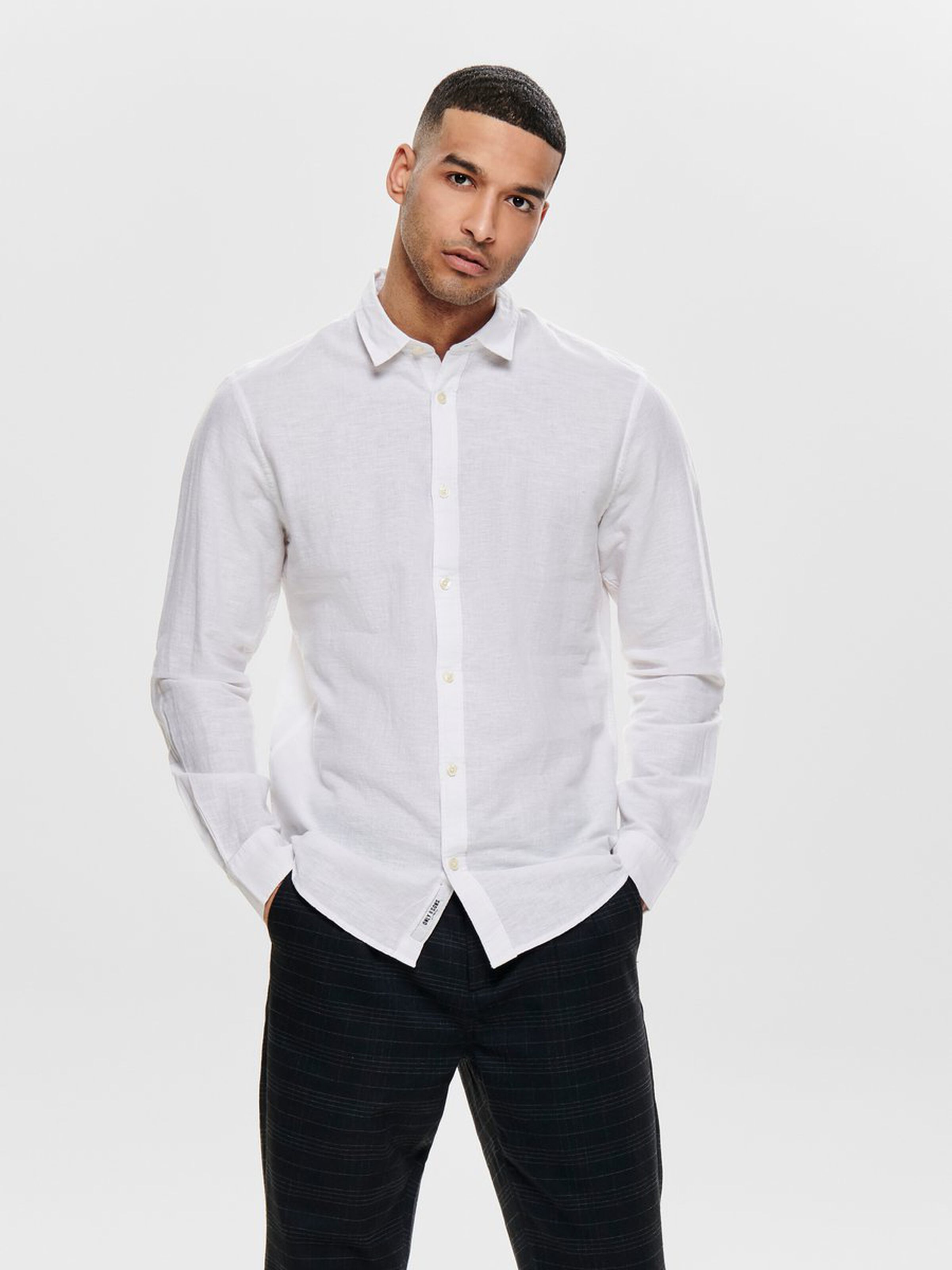 Only & Sons Leinenhemd ONSCAIDEN LIFE LS SOLID LINEN SHIRT 